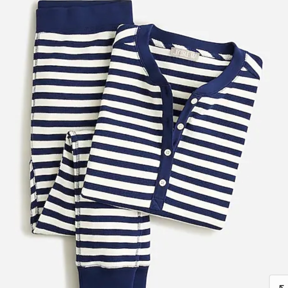 J.CREW Waffle henley pajama set in stripe SZ Small
